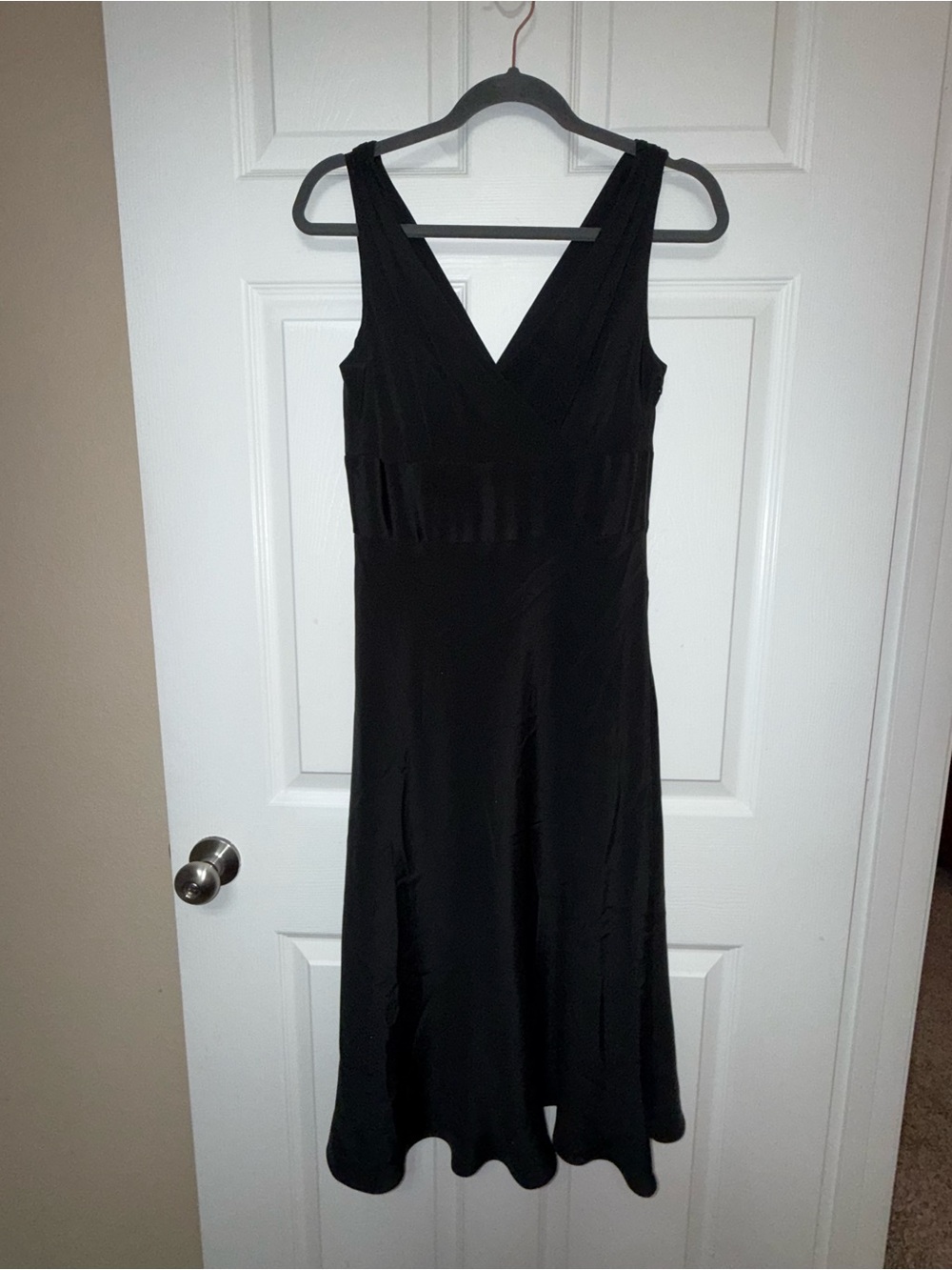 J. Crew Black V-Neck Midi Dress